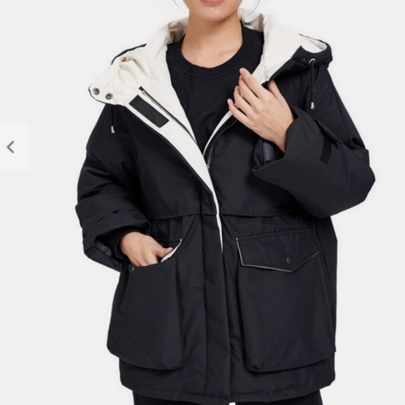 Lit Stouthearted duck down winter parka NWOT hooded pockets oversized black S - Picture 13 of 17